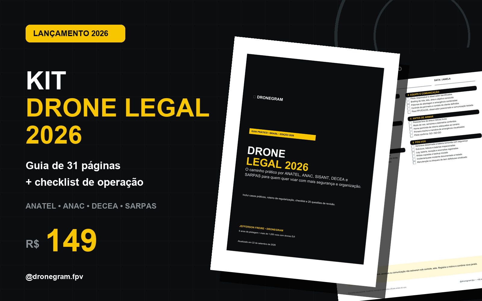 Kit Drone Legal 2026 com guia e checklist